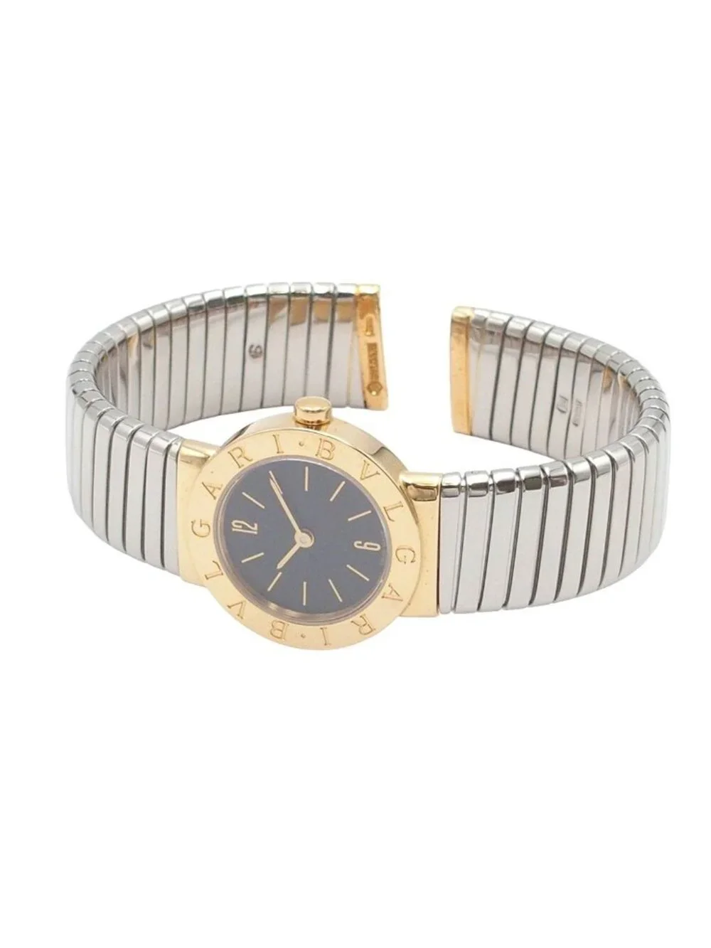 Bvlgari Tubogas Black 18K Yellow Gold SS Watch Quartz